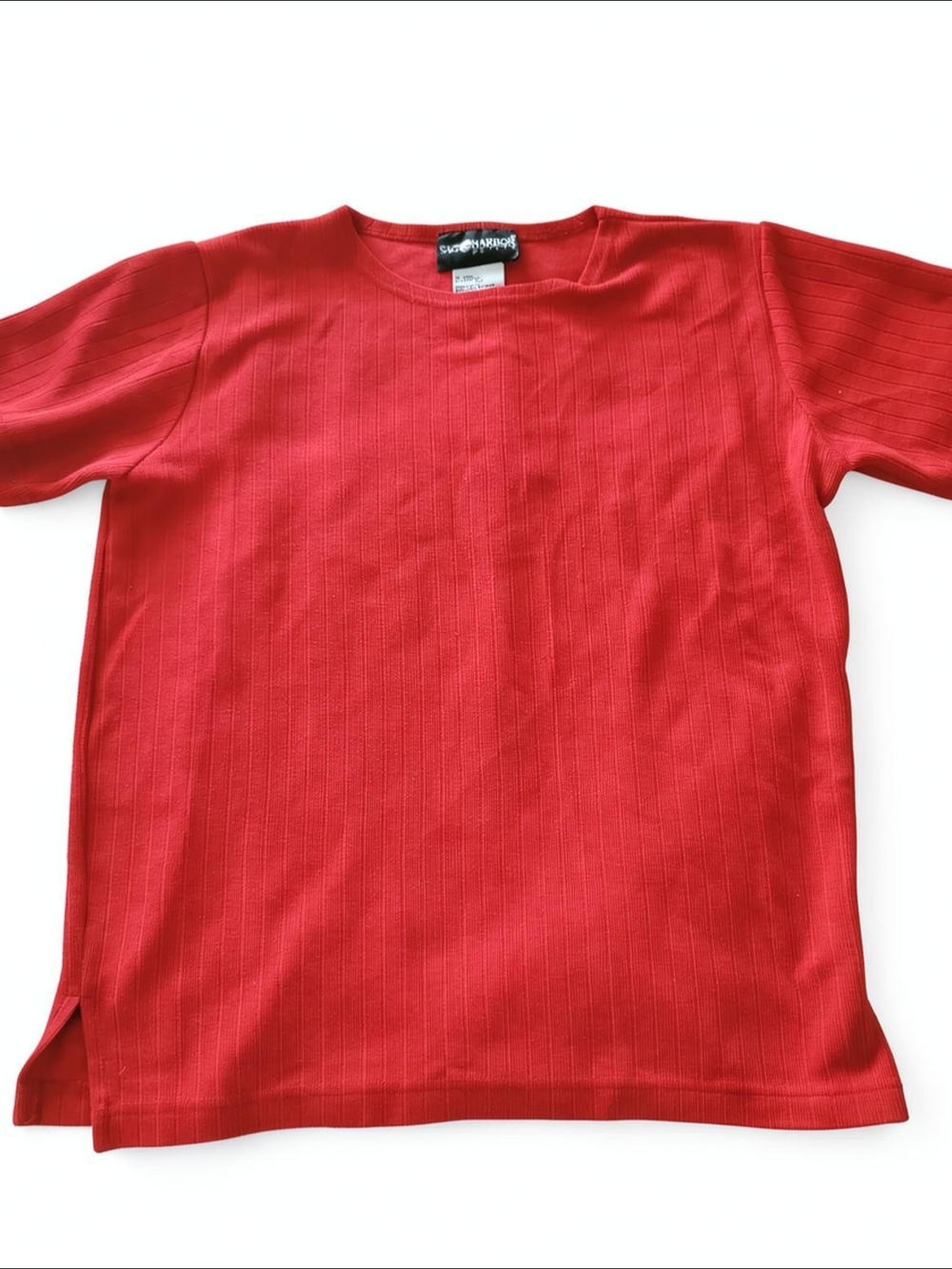 Y2k Sag Harbor Red Ribbed Short-Sleeve Tee Size S